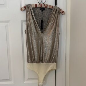 Metallic Silver Bodysuit